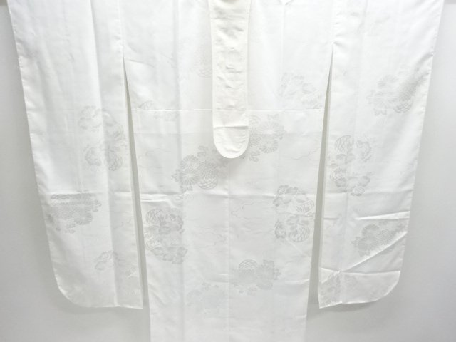 JAPANESE KIMONO / HITOE JUBAN FOR FURISODE / WOVEN STREAM WATER & FLOWER BASKET